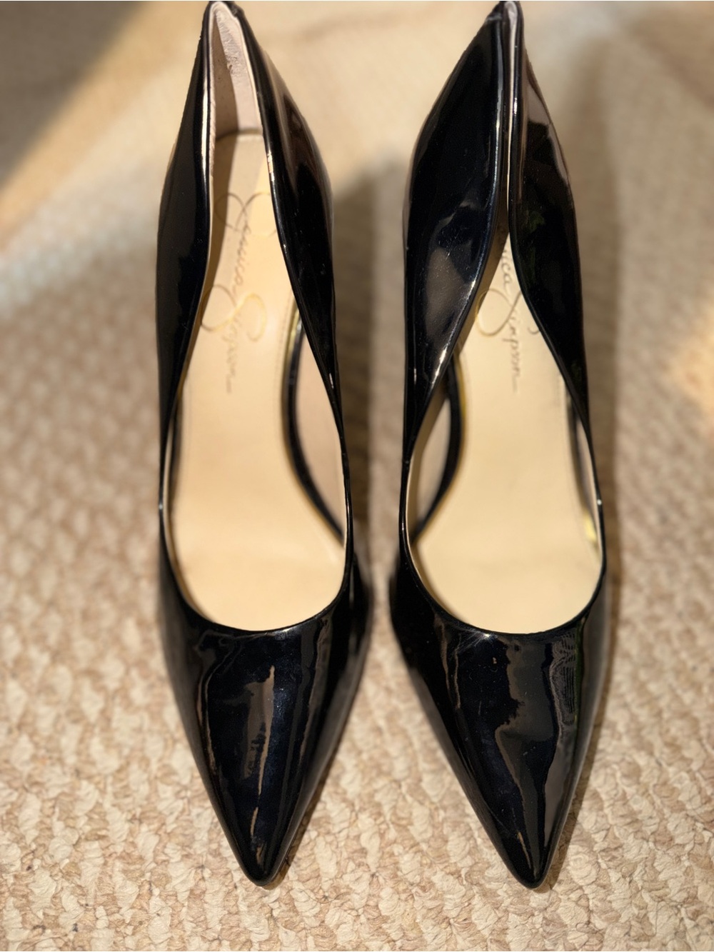 Jessica Simpson Black Patent Pointed Toe Pumps